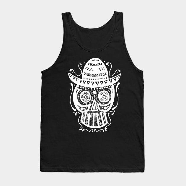 Sombrero Skull (White) Tank Top by Graograman